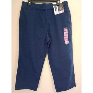 NWT Khakis & Company Navy Blue Capri Pant Tummy Control Size 14
